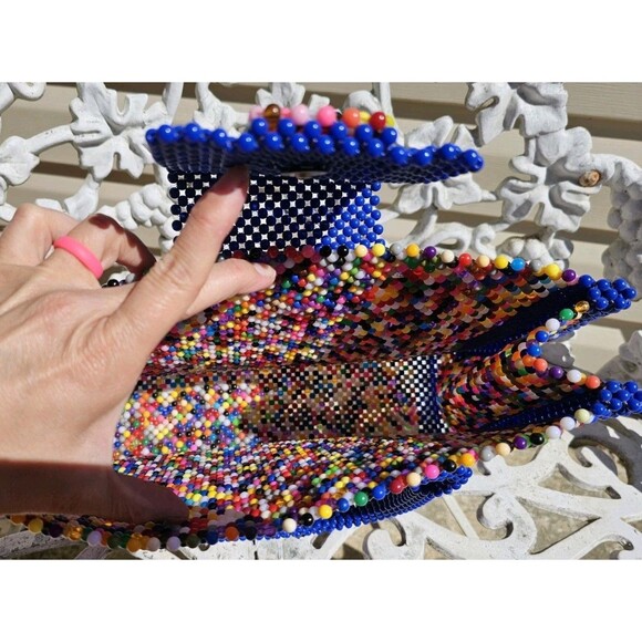 Handmade Multi-Colored Beaded Handbag EC! - Picture 5 of 12